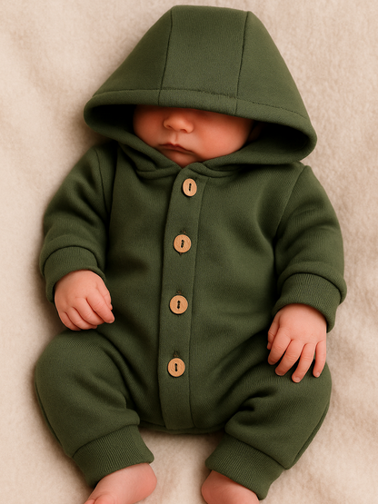 schlafendes Baby in einem Kuscheloverall