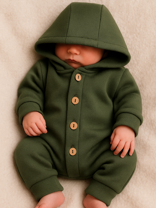 schlafendes Baby in einem Kuscheloverall