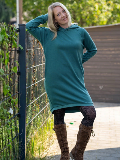 bequemes Sweat Kleid mit Taschen und Kapuze